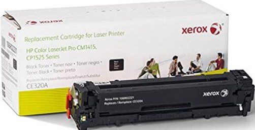 Xerox 106R02221 Toner Cartridge, Laser Print Technology, Black Print Color, 2000 Page Typical Print Yield, HP Compatible to OEM Brand, CE320A Compatible to OEM Part Number, For use with HP Color LaserJet Series Printers CP1525, CM1415, UPC 095205859270 (106R02221 106R-02221 106R 02221 XER106R02221)