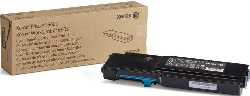 Xerox 106R02225 High Capacity Toner for Phaser, Laser Print Technology, Cyan Print Color, High Yield Type, 6000 Page Page-Yield, For use with Xerox Phaser 6600 Printer, Xerox WorkCentre 6605 Printer, UPC 095205963878 (106R02225 106R-02225 106R 02225) 