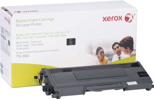 Xerox 106R02323 Toner Cartridge, Laser Print Technology, Black Print Color, 2600 Pages Typical Print Yield, TN-360 Compatible OEM Part Number, Brother Compatible OEM Brand, For use with Brother Printers DCP-7030, DCP-7040, HL-2140, HL-2170W, MFC-7340, MFC-7345N, MFC-7440N, MFC-7840, UPC 095205963052 (106R02323 106R-02323 106R 02323 XEROX106R02323)