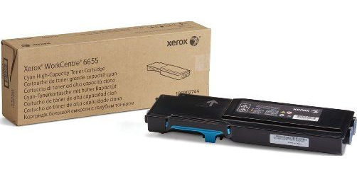 Xerox 106R02744 Toner Cartridge, Laser Print Technology, Cyan Print Color, High Yield Type, 7500 Page Typical Print Yield, For use with Xerox WorkCentre 6655 Color Multifunction Laser Printer , UPC 095205863918 (106R02744 106R-02744 106R 02744)