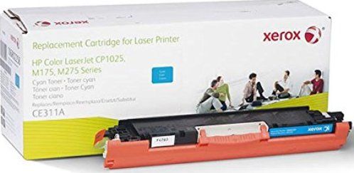 Xerox 106R2258 Toner Cartridge, Laser Print Technology, Cyan Print Color, 1000 Page Typical Print Yield, HP Compatible to OEM Brand, CE311A Compatible to OEM Part Number, For use with HP Hewlett Packard Color LaserJet CP1025nw, LaserJet Pro CP1025, LaserJet Pro CP1025NW, LaserJet Pro 100 Color MFP M175nw, LaserJet Pro 200 Color MFP M275, TopShot LaserJet Pro M275 MFP Printers, UPC 095205859904 (106R2258 106R-2258 106R 2258 XER106R2258) 