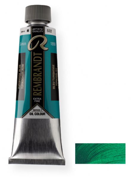 Royal Talens 1076162 Rembrandt Oil Colour, 150 ml Viridian Color; These paints contain only the finest, most lightfast pigments and the purest quality linseed or safflower oil; Each color contains the highest concentration of pigment; EAN 8712079059897 (1076162 RT-1076162 RT1076162 RT1-076162 RT10761-62 OIL-1076162) 