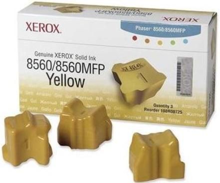 Xerox 108R00725 Yellow Ink Cartridge For Phaser 8560MFP Printer, Up to 3400 pages Duty Cycle, New Genuine Original OEM Xerox Brand, UPC 095205427509 (108 R00725 108-R00725 108 R00725)