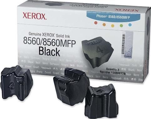Xerox 108R00726 Black Ink Cartridge, Solid ink Printing Technology, Black Color, 3 Included Qty, Up to 3400 pages Duty Cycle, For use with Xerox Phaser 8560MFP and Phaser 8560 (108R00726 108R-00726 108R 00726)