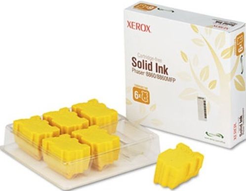 Xerox 108R00748 Yellow Solid Ink Stick, Solid Ink Print Technology, Yellow Print Color, 2333 Page Typical Print Yield, Pack of 6, For use with Xerox Phaser Printers 8860, 8860MFP, UPC 080702753428 (108R00748 108R-00748 108R 00748)