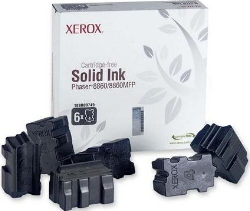 Xerox 108R00749 Xerox Solid Ink Black, Solid Ink Print Technology, Black Print Color, 2333 Page Typical Print Yield, For use with Xerox Phaser Printers 8860 and 8860MFP, UPC 952057313612, UPC 952057313612 (108R00749 108R-00749 108R 00749)