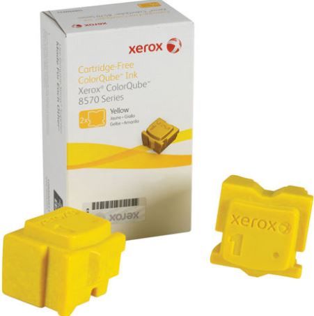 Xerox 108R00928 ColorQube Yellow Solid Ink (2-Ink Sticks) For use with ColorQube 8570 Solid ink color printer, Approximate yield 4400 average standard pages, New Genuine Original OEM Xerox Brand, UPC 095205761184 (108-R00928 108 R00928 108R-00928 108R 00928 108R928) 