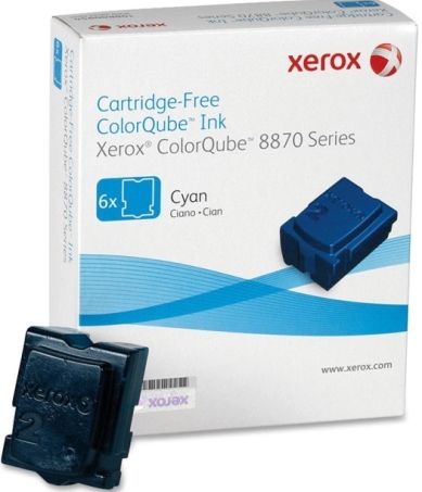 Xerox 108R00950 Colorqube Ink Cyan (6 Sticks) For use with ColorQube 8870 Solid Ink Color Printer, Approximate yield 17300 average standard pages, New Genuine Original OEM Xerox Brand, UPC 095205761405 (108-R00950 108 R00950 108R-00950 108R 00950 108R950) 