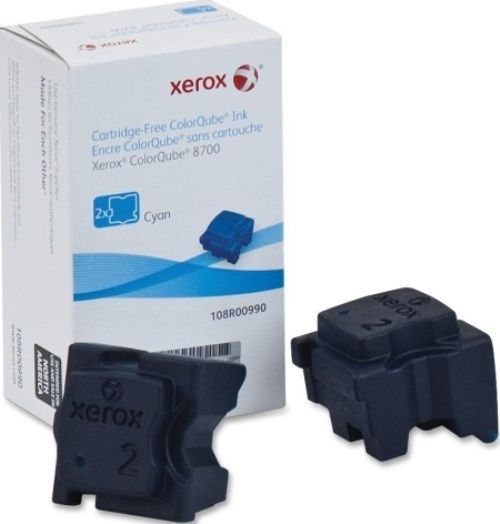 Xerox 108R00990 Cyan Solid Ink, Solid ink Printing Technology, Cyan Color, Up to 4200 pages ISO/IEC 24711 Duty Cycle, 2 Included Qty, UPC 095205856149 (108R00990 108R-00990 108R 00990)