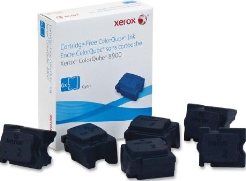 Xerox 108R01014 Solid Ink Stick, Solid Ink Print Technology, Cyan Print Color, 16,800 pages Typical Print Yield, For use with Xerox ColorQube 8900 Printer, Solid Ink Print Technology, Cyan Print Color, 16,800 pages Typical Print Yield, For use with Xerox ColorQube 8900 Printer, 6 / Box Packaged Quantity, UPC 095205856385 (108R01014 108R-01014 108R 01014)