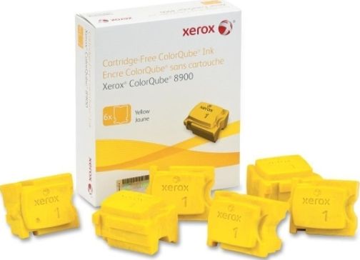 Xerox 108R01016 Solid Ink Stick, Solid Ink Print Technology, Yellow Print Color, 16,800 pages Typical Print Yield, For use with Xerox ColorQube 8900 Printer, Solid Ink Print Technology, Yellow Print Color, 16,800 pages Typical Print Yield, For use with Xerox ColorQube 8900 Printer, 6 / Box Packaged Quantity, UPC 095205856385 (108R01016 108R-01016 108R 01016)