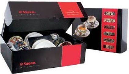 Saeco 109001 Espresso Cups Gift Box Set of Six, The perfect match for your Saeco espresso machine, Six beautiful designs inspired from Shakespeare's Romeo and Juliet (10-9001    109-001    1090-01     SAE-109001) 