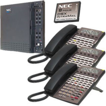 NEC 1091026 model DSX-40 Digital telephone system, Residential Kit, Includes 1 NEC-1090001 DSX40 KSU, 1 - NEC-1091060 2 port/8 hour IntraMail, 3 - NEC-1090021 34 button display phones in black, UPC 714627144947 (109-1026 109 1026)
