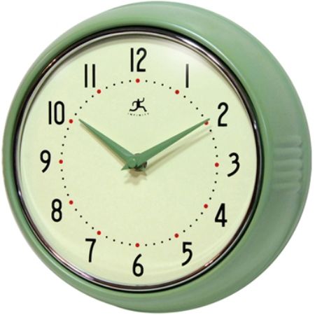 Infinity Instruments 10940-GREEN Retro Green Solid Iron Wall Clock, 9.5