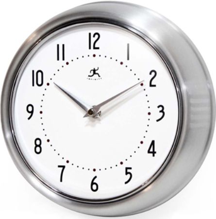 Infinity Instruments 10940/SV Retro Silver Solid Iron Wall Clock, 9.5