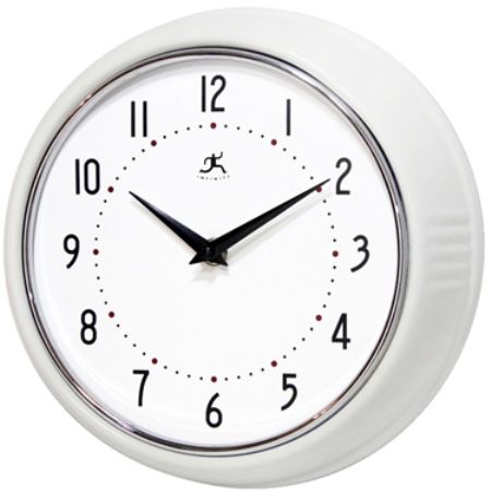 Infinity Instruments 10940-WHITE Retro White Solid Iron Wall Clock, 9.5