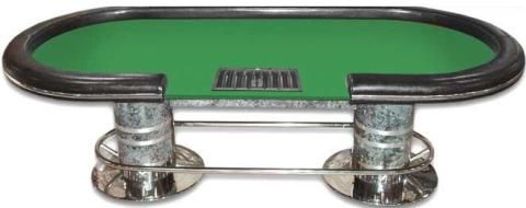 Trademark 10-DT1000-GR Deluxe 96 inch Texas Holdem Poker with Dealer Position, Green Felt, Supple Padded, Armrest Lifts, Heavy Chrome Trim & Leg Base, Gorgeous Marble Finish Columns, 96