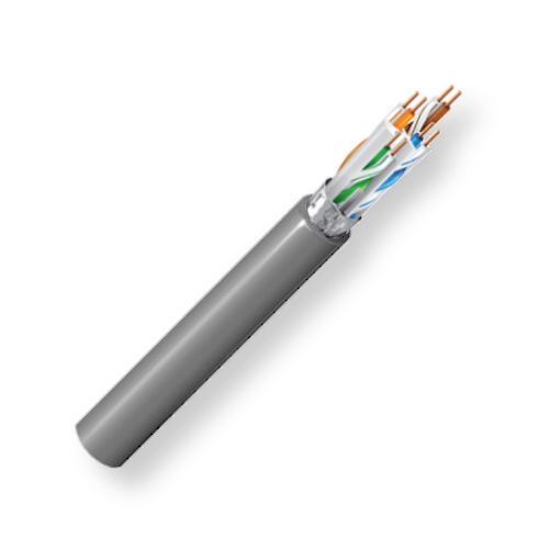 BELDEN10GX53F0081000, Model 10GX53F, 23 AWG, 4-Unbonded-Pair, CAT6A Cable; Gray Color; Plenum-CMP-Rated; F/UTP-Foil Shielded; Premise Horizontal Cable; 23 AWG Solid Bare Copper Conductors; FEP Insulation; Patented EquiSpline separator; Overall Foil Screen with Drain Wire; Ripcord; Flamarrest Jacket; UPC 612825377771 (BELDEN10GX53F0081000 TRANSMISSION CONNECTIVITY ELECTRICITY WIRE)