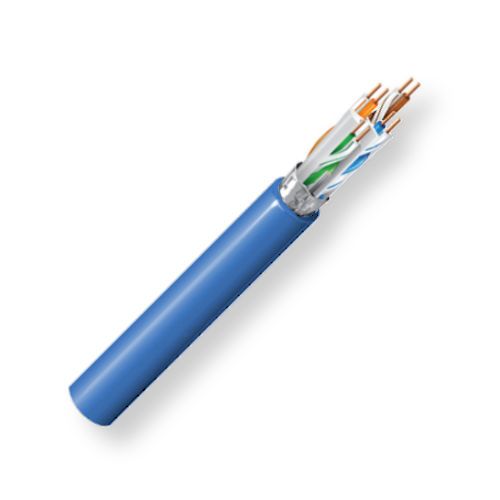 BELDEN10GX53FD151000, Model 10GX53F, 23 AWG, 4-Unbonded-Pair, CAT6A Cable; Blue Color; Plenum-CMP-Rated; F/UTP-Foil Shielded; Premise Horizontal Cable; 23 AWG Solid Bare Copper Conductors; FEP Insulation; Patented EquiSpline separator; Overall Foil Screen with Drain Wire; Ripcord; Flamarrest Jacket; UPC 612825377757 (BELDEN10GX53FD151000 TRANSMISSION CONNECTIVITY ELECTRICITY WIRE)