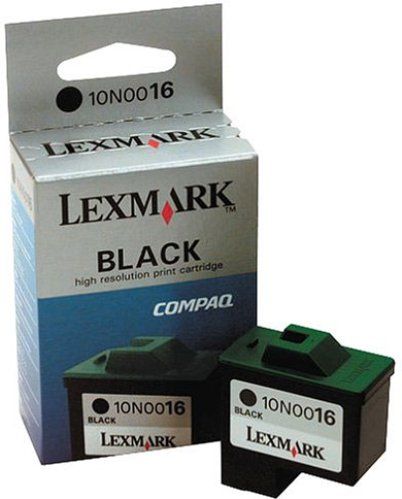 Lexmark 10N0016 Black Ink Cartridge For use with Lexmark Z13, Z23, Z25, Z33, Z35, Z615, I3, X75 PrinTrio, X1150, X1110, X2250, X1185 and Compaq IJ650 Printers, 410 Page at 5 % Coverage Print Yield, NEW Genuine Original Lexmark Brand, UPC 734646539876 (10N0016 10N-0016 10N 0016)