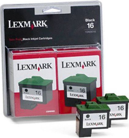 Lexmark 10N0138 Twin Pack #16 Black Ink Cartridge, Works with Lexmark X75, X1150 PrintTrio, X1185, X2250, X1270, Z33, Z23, Z605, Z13, Z615, Z515, Z617, Z517, Z611, Z645, Z640 LA LV, Z647 LA LV, Z35 and Z25 Printers; Up to 5000 pages yield, New Genuine Original OEM Lexmark Brand, UPC 734646355070 (10N-0138 10-N0138 10N0-138)