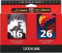 Lexmark 10N0202 Black and Color Ink Cartridges; 16 yields up to 410 pages; 26 yields up to 275 pages, New Genuine Original OEM Lexmark Brand, UPC 734646878869; Fits with Lexmark 1100, i3, X72, X74, X75, X620e, X1110, X1130, X1140, X1150, X1155, X1160, X1170, X1180, X1185, X1190, X1195, X1196, X1240, X1270, X1280, X1290, X2225, X2230 (10N-0202 10N 0202 10-N0202) 