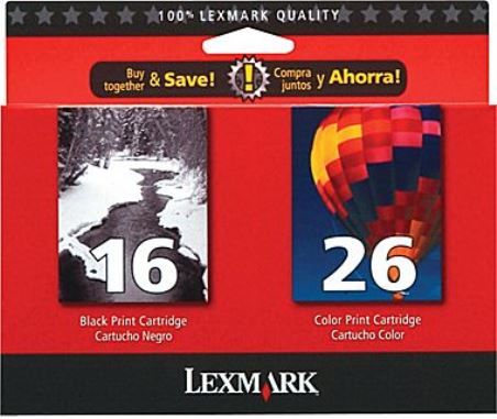 Lexmark 10N0202 Black and Color Ink Cartridges; 16 yields up to 410 pages; 26 yields up to 275 pages, New Genuine Original OEM Lexmark Brand, UPC 734646878869; Fits with Lexmark 1100, i3, X72, X74, X75, X620e, X1110, X1130, X1140, X1150, X1155, X1160, X1170, X1180, X1185, X1190, X1195, X1196, X1240, X1270, X1280, X1290, X2225, X2230 (10N-0202 10N 0202 10-N0202)
