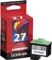Lexmark 10N0227 Color Inkjet Ink/Print Cartridge #27 For use with Lexmark X75, X1150 PrintTrio, X1185, X2250, X1270, X1250 LA LV, Z33, Z23, Z605, Z13, Z615, Z515, Z617, Z517, Z611, Z645, Z640 LA LV, Z647 LA LV, Z35 and Z25s Printers; Up to 219 standard pages yield, New Genuine Original OEM Lexmark Brand, UPC 734646879002 (10N-0227 10N0-227 10-N0227) 