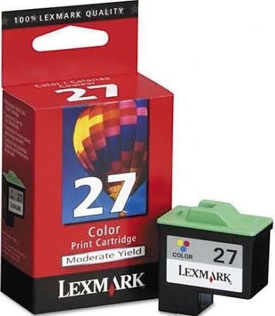 Lexmark 10N0227 Color Inkjet Ink/Print Cartridge #27 For use with Lexmark X75, X1150 PrintTrio, X1185, X2250, X1270, X1250 LA LV, Z33, Z23, Z605, Z13, Z615, Z515, Z617, Z517, Z611, Z645, Z640 LA LV, Z647 LA LV, Z35 and Z25s Printers; Up to 219 standard pages yield, New Genuine Original OEM Lexmark Brand, UPC 734646879002 (10N-0227 10N0-227 10-N0227)