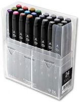 ShinHan Art 1102400 TOUCH Twin, 24-Color Fine And Broad Nib Marker Set; An advanced alcohol-based ink formula that ensures rich color saturation and coverage with silky ink flow; The alcohol-based ink doesn't dissolve printed ink toner, allowing for odorless, vividly colored artwork on printed materials; UPC SHINHANART1102400 (SHINHANART 1102400 SHINHAN ART SHIHANART-1102400 SHINHAN-ART) 
