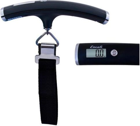 Escali 11050B Velo Luggage / Travel Scale, Easy, 1-button operation, 110 lb / 50 kg Capacity, pounds, kilograms, stones euro Measuring units, 0.2 pounds, 0.1 kilograms Increments, Stainless steel clasp, Tare Function, Automatic power off, Data lock feature, Over load indication, Black Finish, UPC 857817000811 (11050B 11050-B 11050 B ESCALI11050B ESCALI-11050B ESCALI 11050B)