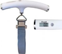 Escali 11050W Velo Luggage / Travel Scale, Easy, 1-button operation, 110 lb / 50 kg Capacity, pounds, kilograms, stones euro Measuring units, 0.2 pounds, 0.1 kilograms Increments, Stainless steel clasp, Tare Function, Automatic power off, Data lock feature, Over load indication, White Finish, UPC 857817000804 (11050W 11050-W 11050 W ESCALI11050W ESCALI-11050W ESCALI 11050W) 
