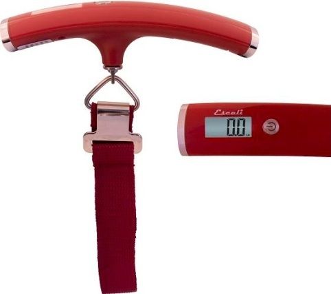 Escali 11050WR Velo Luggage / Travel Scale, Easy, 1-button operation, 110 lb / 50 kg Capacity, pounds, kilograms, stones euro Measuring units, 0.2 pounds, 0.1 kilograms Increments, Stainless steel clasp, Tare Function, Automatic power off, Data lock feature, Over load indication, Warm Red Finish, UPC 857817000545 (11050WR 11050-WR 11050 WR ESCALI11050WR ESCALI-11050WR ESCALI 11050WR)