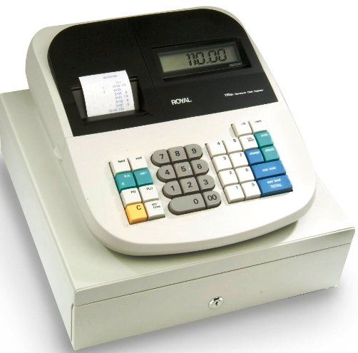 Royal 110DX Refurbished Cash Register with Memory Protection, 99 PLUs for quick, accurate entro of frequently sold items, 8 Departments for sales analysis by category of merchendise, 4 Clerk ID System, Automatic Tax Computation (Add-on, VAT & Canadian Tax), 4 tax rates, 9 digit operator display, UPC 022447294064 (110-DX 110 DX 110DX-R)