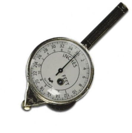 Alvin 1117 Two-Face Inch Counter With Grip Handle, While pointer indicates traced distance in inches the counter disk registers it in feet, The second dial measures distances on maps or plans, Second dial counts the number of full pointer revolutions, Easy grip 1.5