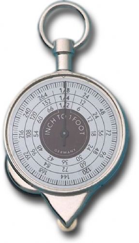 Alvin 1118 Two-Face Inch Counter; Includes ring for compact pocket use and large diameter for easy readout; One side is fitted with a special dial for exact measurement of straight lines and curves on technical plans, drawings, blueprints, etc; While the pointer indicates traced distance in inches, the counter disk registers it in feet; UPC 040324660702 (ALVIN1118 ALVIN 1118 ALVIN-1118)