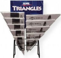Alvin 1146SKD SK-Series Triangles Display; Contents 88 assorted smoke triangles; Dimensions 16" W x 18" H x 7" D; Shipping Dimensions 7" x 16" x 18"; Shipping Weight 11.37 lbs; UPC 88354314400 (1146SKD 1146-SKD 1146-SK-D ALVIN1146SKD ALVIN-1146SK-D ALVIN-1146-SKD) 