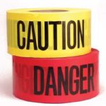 Aervoe 1150 Barricade Tape - Yellow Caution 2mil, 2-mil thick, Polyethylene, Continuous bilingual message, UPC 088193011508 (AERVOE1150 1150 11-50) 