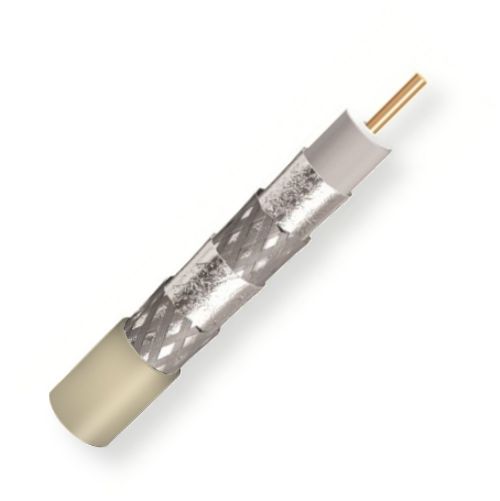 Belden 1153A A8R500, Model 1153A, RG11, 14 AWG, BCCS, Quad Shield, CATV Video Coax Cable; Beige, Snow; CMP Plenum-Rated; 14 AWG solid 0.064-Inch BCCS bare copper-covered steel conductor; Foam FEP insulation; Duofoil and Tinned Copper braid shields; FEP jacket; UPC 612825107514 (BTX 1153AA8R500 1153A A8R500 1153A-A8R500)