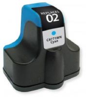 Clover Imaging Group 115414 Remanufactured Cyan Ink Cartridge To Replace HP C8771NW, HP02; Yields 400 prints at 5 Percent Coverage; UPC 801509142297 (CIG 115414 115 414 115-414 C8 771NW C8-771NW HP-02 HP 02) 