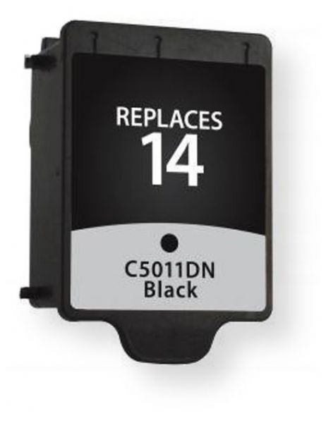 Clover Imaging Group 116299 Remanufactured Black Ink Cartridge To Replace HP C5011DN, HP14; Yields 800 Prints at 5 Percent Coverage; UPC 801509149180 (CIG 116299 116 299 116-299 C5 011DN C5-011DN HP-14 HP 14)