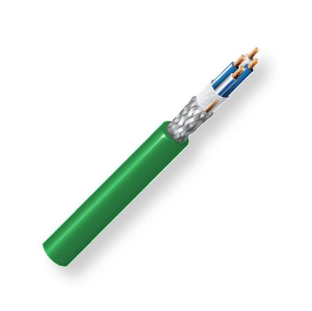 BELDEN1172AG7W1000, Model 1172A, 26 AWG, 4-Conductor, Starquad Microphone Cable; Green Color; High-conducitivity bare copper conductors; Polyethylene insulation; Tinned copper French Braid shield; Bare copper drain; PVC jacket; UPC 612825107798 (BELDEN1172AG7W1000 TRANSMISSION CONNECTIVITY SOUND WIRE)