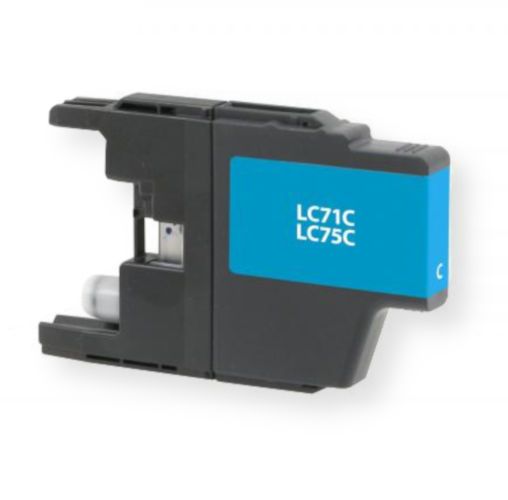 Clover Imaging Group 117424 Remanufactured New High Yield Cyan Ink Cartridge for Brother LC71C and LC75C, Cyan Color; Yields 600 prints at 5 Percent Coverage; UPC 801509201796 (CIG 117424 117-424 117 424 LC71C LC-71-C LC75C LC-75-C LC 71 C LC 75 C)