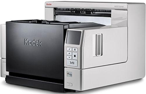Kodak 1176031 Model i4650 Production Document Scanner; 130 pages per minute; Optical Resolution 600 dpi; White LEDs Illumination; Maximum Document Width 304.8 mm (12 in.); Long Document Mode Length Up to 9.1 m (360 in.); Minimum Document Size 63.5 mm x 63.5 mm (2.5 in. x 2.5 in.); Straight Through Paper Path  Thickness Up to 1.25 mm (0.049 in.) (117-6031 1176-031 11760-31)
