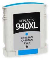 Clover Imaging Group 117804 Remanufactured High-Yield Cyan Ink Cartridge To Replace HP C4903AN, C4907AN, 940XL; Yields 1400 Prints at 5 Percent Coverage; UPC 801509211603 (CIG 117804 117 804 117-804 C4 903AN, C4 907AN 940 XL C4-903AN, C4-907AN 940-XL) 