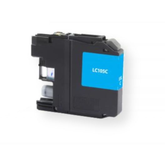 Clover Imaging Group 118070 Remanufactured New Super High Yield Cyan Ink Cartridge for Brother LC105XXL, Cyan Color; Yields 1200 Prints at 5 Percent Coverage; UPC 801509317268 (CIG 118070 118-070 118 070 LC105C LC-105-C LC 105 C LC-105C LC-105XXL)