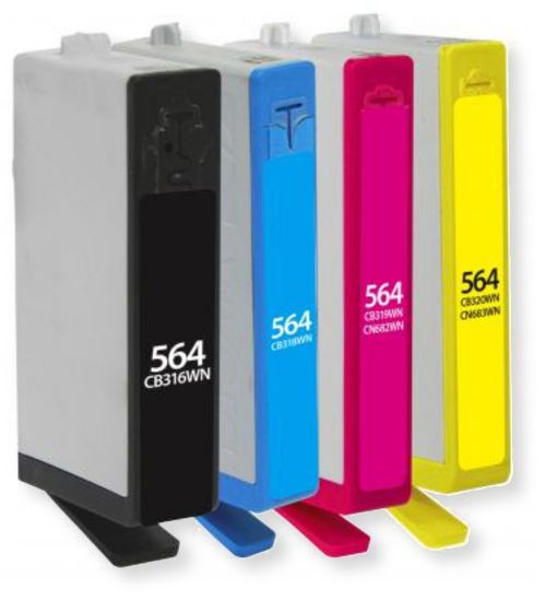 Clover Imaging Group 118135 Remanufactured High-Yield Black, Cyan, Magenta, and Yellow Ink Cartridge Multi-Pack To Replace HP CN680WN, CN681WN, CN682WN, CN683WN, HP564; Yields 550 Prints per Cartridge at 5 Percent Coverage; UPC 801509359626 (CIG 118135 118 135 118-135 CN 680WN CN 681WN CN 682WN CN 683WN CN-680WN CN-681WN CN-682WN CN-683WN HP-564 HP 564)