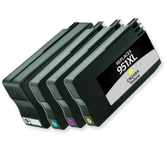 Clover Imaging Group 118160 Remanufactured High-Yield Black, Cyan, Magenta, and Yellow Multi-Pack Ink Cartridges To Replace HP CN045AN, CN046AN, CN047AN, CN048AN, HP951XL, HP950XL; Yields 1500 Prints per Cartridge  at 5 Percent Coverage; UPC 801509368758 (CIG 118160 118 160 118-160 CN 045AN CN 046AN CN 047AN CN 048AN CN-045AN CN-046AN CN-047AN CN-048AN HP-951XL HP 951XL HP 950XL)