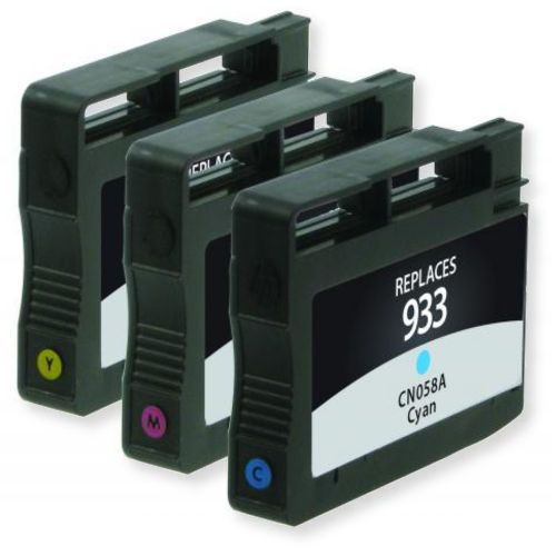 Clover Imaging Group 118161 Remanufactured Cyan, Magenta, Yellow Ink Cartridges To Replace HP N9H56FN, HP933 Three-Pack; UPC 801509368765 (CIG 118161 118 161 118-161 N9-H56FN N9 H56FN HP-933 HP 933)