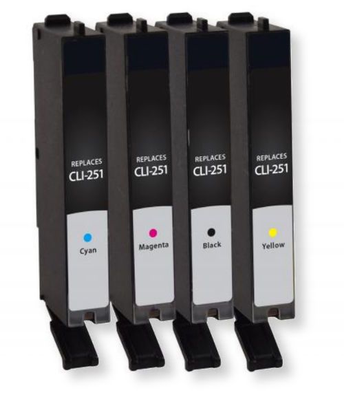Clover Imaging Group 118169 Remanufactured Black, Cyan, Magenta, and Yellow Ink Cartridges for Canon CLI-251, Multi-Pack; UPC 801509368840 (CIG 118169 118-169 118 169 PGI-250 PGI250 CLI-251 CLI251 6513B004 6513 B004 6513-B-004 6513-B004)